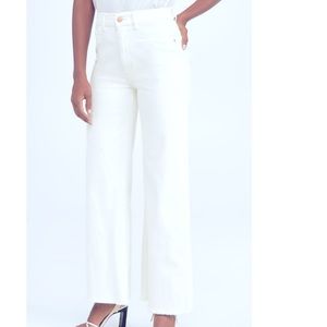 Zara High Rise Wide Leg White Jeans size 4